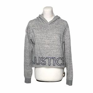JUSTICE ACTIVE Girls Cropped Gray Glitter Hoodie